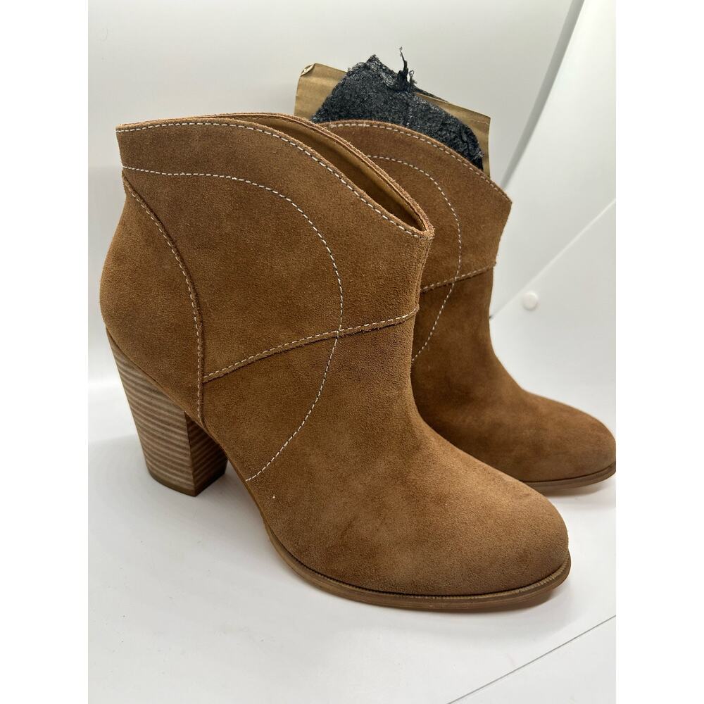 Sole Society Tan Brown Booties Women Size 11 Block Heel Cowboy Western